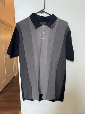 BEAMS Short-Sleeve Vertical Stripe Polo - Black & Gray